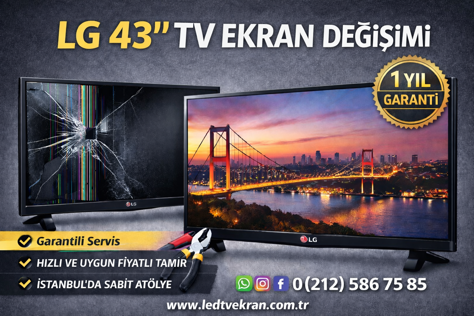 LG 43 İnç TV Ekran Değişimi