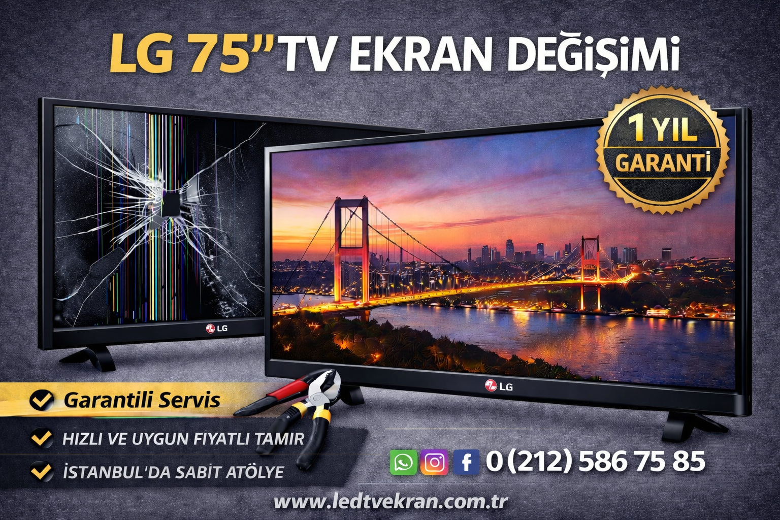 LG 75 İnç TV Ekran Değişimi